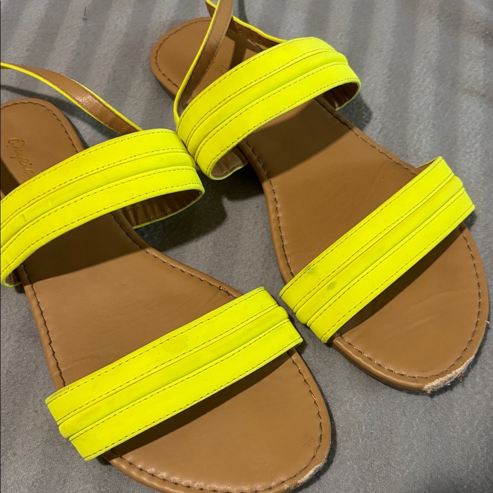 Neon Yellow Double-Strap Women’s Sandals